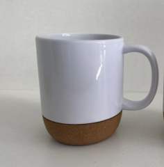 US warehouse 15oz glossy ceramic sublimation mug with bottom and black plastic lids