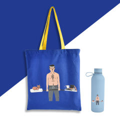 US warehouse 4pcs 500ml sports water bottle and 4pcs 34*38cm Colorful Canvas Bag Gift Set