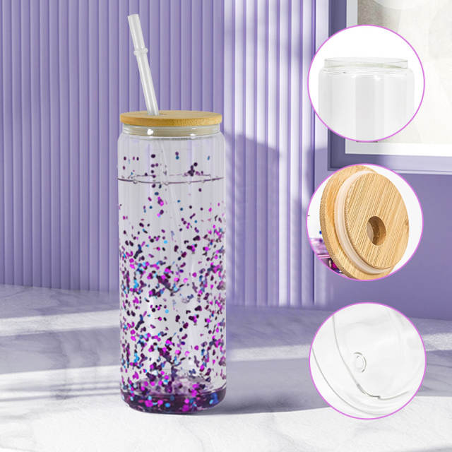 US warehouse 25oz double wall sublimation snowglobe glass can