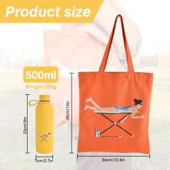 US warehouse 4pcs 500ml sports water bottle and 4pcs 34*38cm Colorful Canvas Bag Gift Set