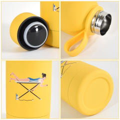 US warehouse 4pcs 500ml sports water bottle and 4pcs 34*38cm Colorful Canvas Bag Gift Set