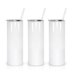 #A 25pcs 20oz sublimation skinny straight tumbler with plastic straw