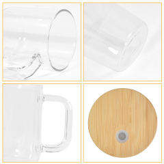 US warehouse 20oz sublimation blank clear/frosted glass mugs with handle