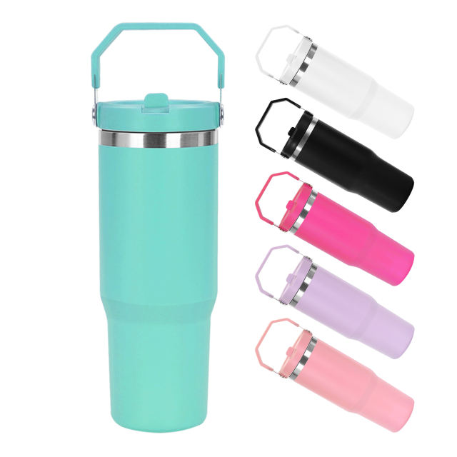 USA 12pcs one box 30oz powder coated tumbler with handle lids