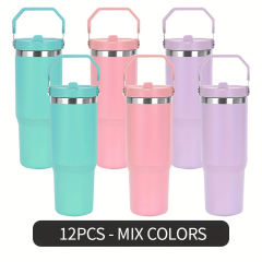USA 12pcs one box 30oz powder coated tumbler with handle lids