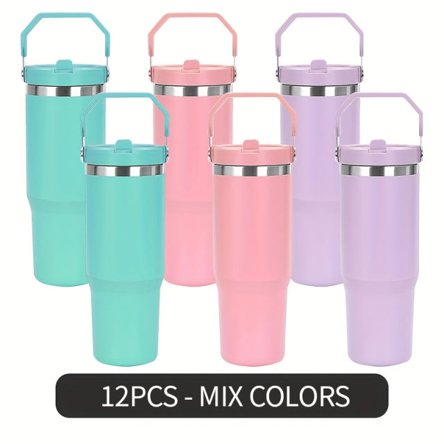 USA 12pcs one box 30oz powder coated tumbler with handle lids