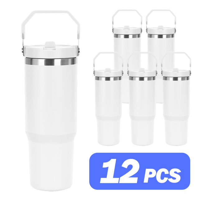 USA 12pcs one box 30oz powder coated tumbler with handle lids