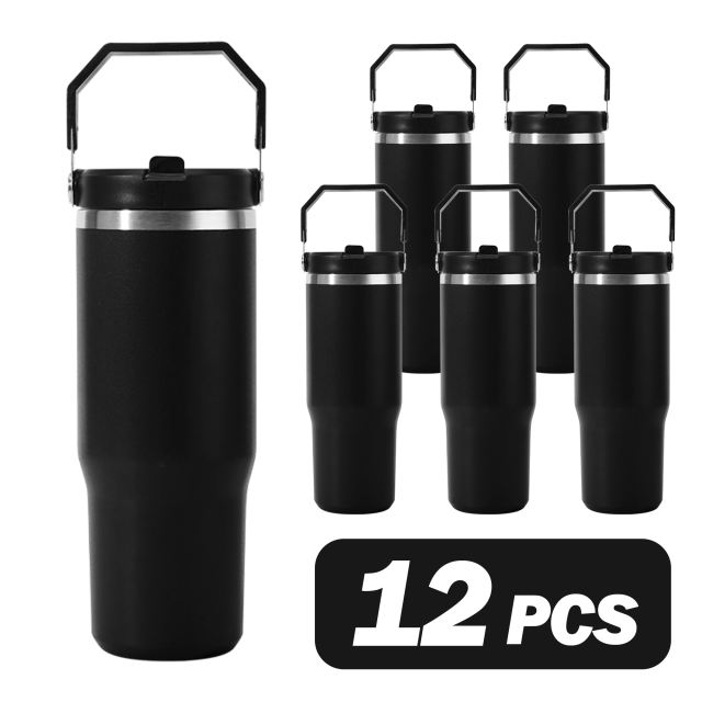 USA 12pcs one box 30oz powder coated tumbler with handle lids