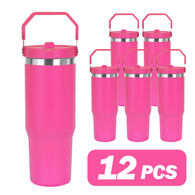 USA 12pcs one box 30oz powder coated tumbler with handle lids