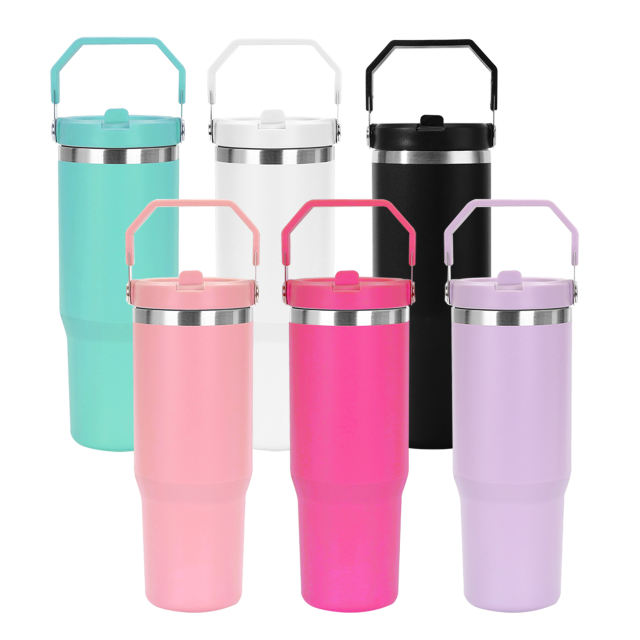USA 12pcs one box 30oz powder coated tumbler with handle lids