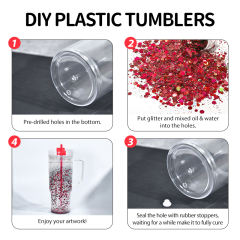 US Warehouse 40oz clear plastic snow globe Cup with plugs mix colors lids