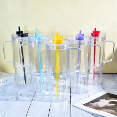 US Warehouse 40oz clear plastic snow globe Cup with plugs mix colors lids