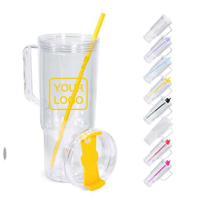 US Warehouse 40oz clear plastic snow globe Cup with plugs mix colors lids