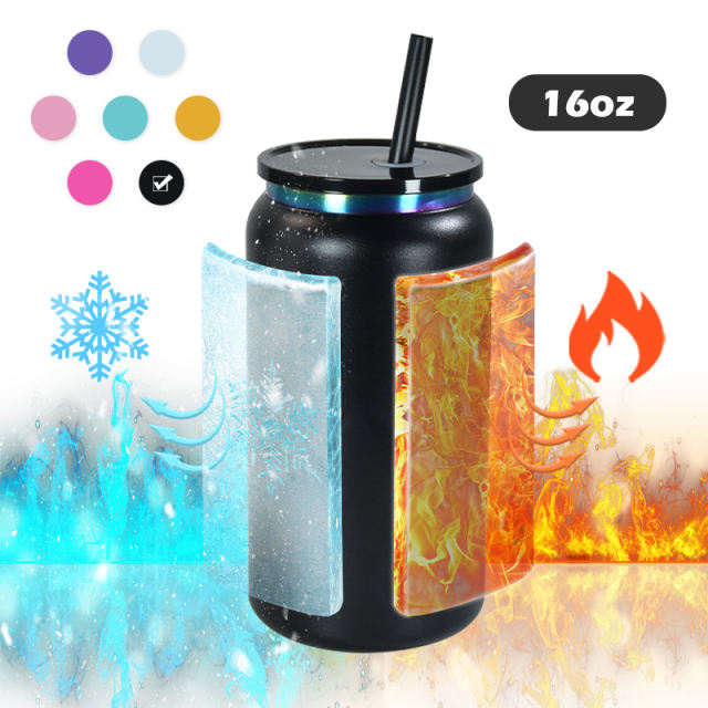 USA warehouse 16oz double wall stainless steel rainbow color underneath powder coated cans
