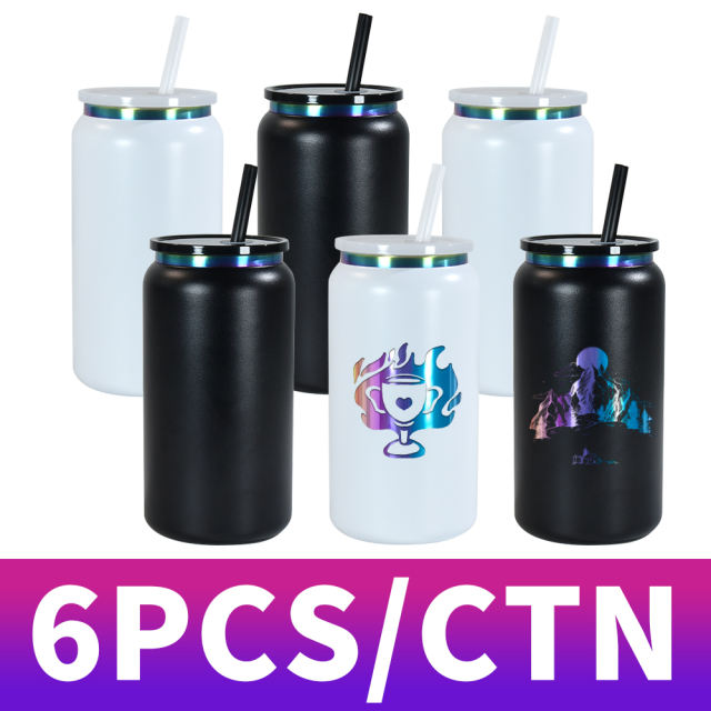 USA warehouse 16oz double wall stainless steel rainbow color underneath powder coated cans