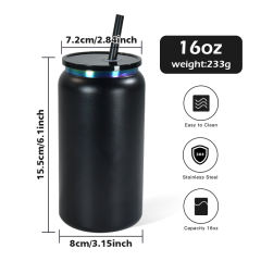 USA warehouse 16oz double wall stainless steel rainbow color underneath powder coated cans