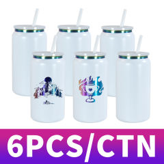 USA warehouse 16oz double wall stainless steel rainbow color underneath powder coated cans
