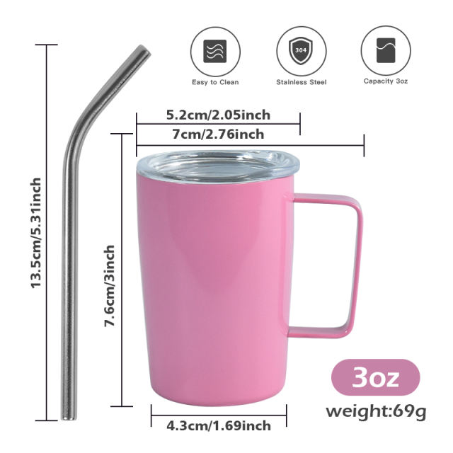 US warehouse 24pcs 3oz mini shot glass tumblers cups with handle,12 colors mixed
