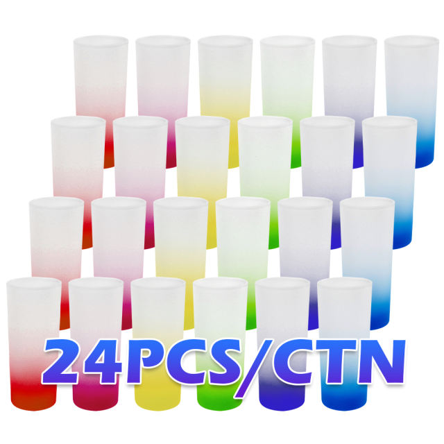 US warehouse 24pcs 3oz mini frosted shot glass cocktail tumblers white frosted/ombre
