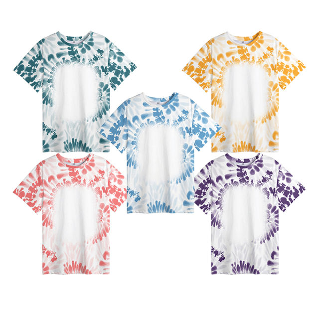 USA Warehhouse 20pcs/ctn Colorful Sublimation Bleached Polyester, fashion style bleached sublimation shirt