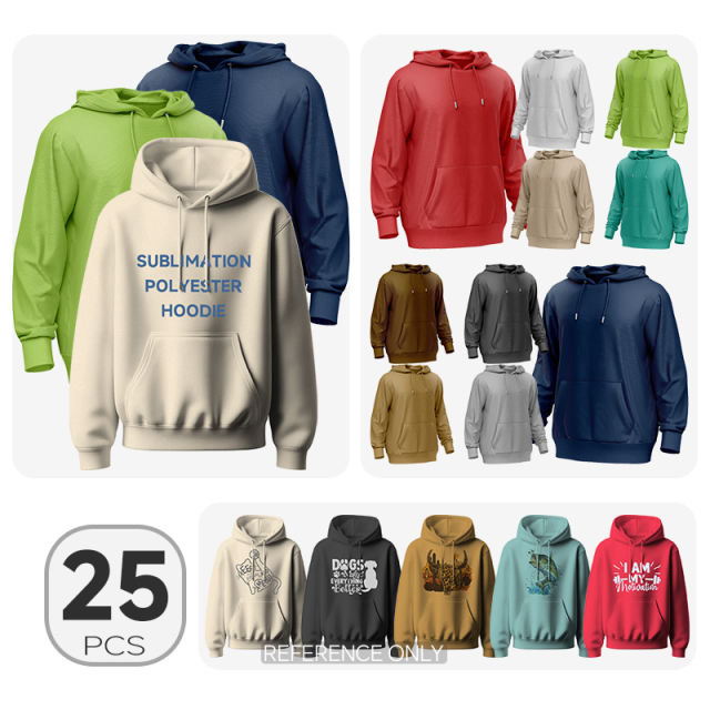 US warehouse sublimation polyester hoodie mix colors