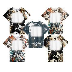 USA Warehhouse 20pcs/ctn Colorful Sublimation Bleached Polyester, fashion style bleached sublimation shirt