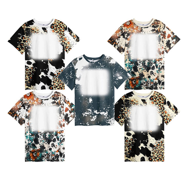 USA Warehhouse 20pcs/ctn Colorful Sublimation Bleached Polyester, fashion style bleached sublimation shirt