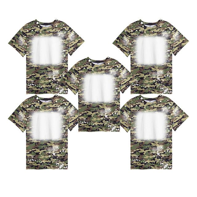 USA Warehhouse 20pcs/ctn Colorful Sublimation Bleached Polyester, fashion style bleached sublimation shirt