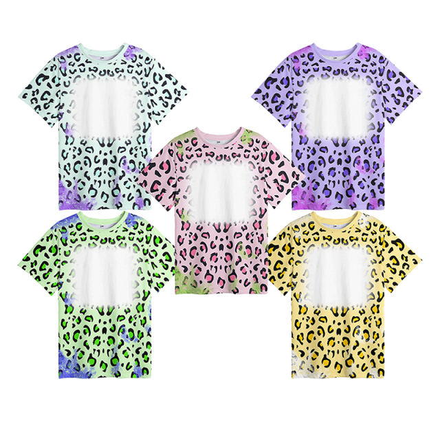 USA Warehhouse 20pcs/ctn Colorful Sublimation Bleached Polyester, fashion style bleached sublimation shirt