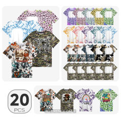 USA Warehhouse 20pcs/ctn Colorful Sublimation Bleached Polyester, fashion style bleached sublimation shirt