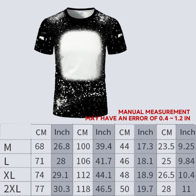 USA Warehhouse 25pcs/ctn Colorful Sublimation Bleached Polyester, fashion style bleached sublimation shirt