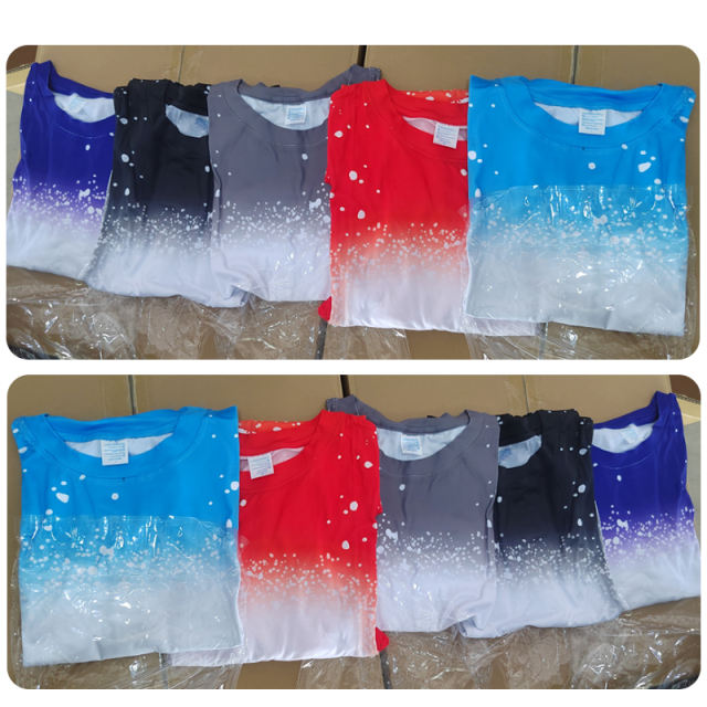 USA Warehhouse 25pcs/ctn Colorful Sublimation Bleached Polyester, fashion style bleached sublimation shirt