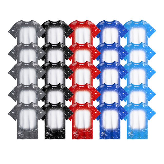 USA Warehhouse 25pcs/ctn Colorful Sublimation Bleached Polyester, fashion style bleached sublimation shirt