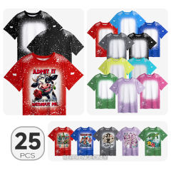 USA Warehhouse 25pcs/ctn Colorful Sublimation Bleached Polyester, fashion style bleached sublimation shirt