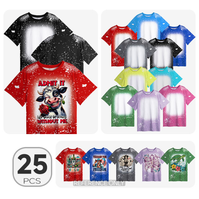 USA Warehhouse 25pcs/ctn Colorful Sublimation Bleached Polyester, fashion style bleached sublimation shirt