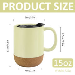 US warehouse 15oz colored glossy ceramic sublimation mug with bottom and black plastic lids