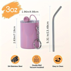 US warehouse 48pcs/108pcs  3oz Stainless steel shot glass mixed 12 colors with key chain mixed，Wedding gift Banquet glass party wine glass