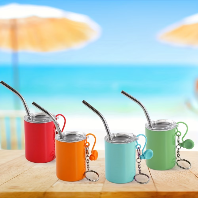 US warehouse 48pcs/108pcs  3oz Stainless steel shot glass mixed 12 colors with key chain mixed，Wedding gift Banquet glass party wine glass