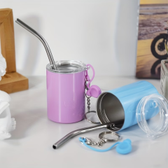 US warehouse 48pcs/108pcs  3oz Stainless steel shot glass mixed 12 colors with key chain mixed，Wedding gift Banquet glass party wine glass