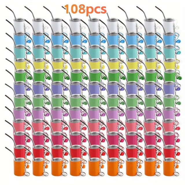 US warehouse 48pcs/108pcs  3oz Stainless steel shot glass mixed 12 colors with key chain mixed，Wedding gift Banquet glass party wine glass
