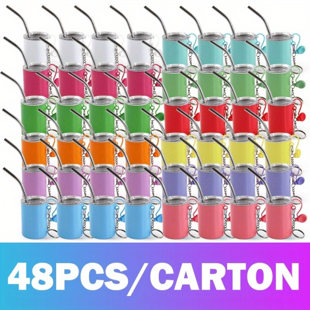 US warehouse 48pcs/108pcs  3oz Stainless steel shot glass mixed 12 colors with key chain mixed，Wedding gift Banquet glass party wine glass