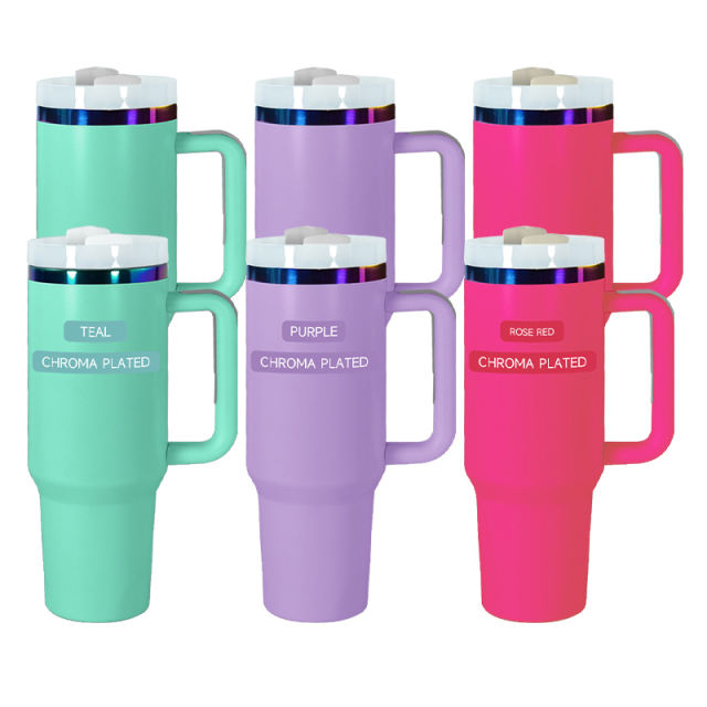 6pcs pack 40oz Non-Sub Powder Coated holographic iridescent mug rainbow chroma tumbler