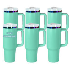 6pcs pack 40oz Non-Sub Powder Coated holographic iridescent mug rainbow chroma tumbler