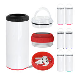 US warehouse 6pcs 16oz speaker 4 in 1 cooler sublimation blanks tumblers with bottom cover set