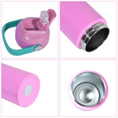 20pcs，12oz flat edge bottom kids Sports Water Bottle Stainless Steel Double Wall Vaccum Insulated water tumbler，mix color Powder Coating Surface With Carrying Handle Lids，back to school water bottle