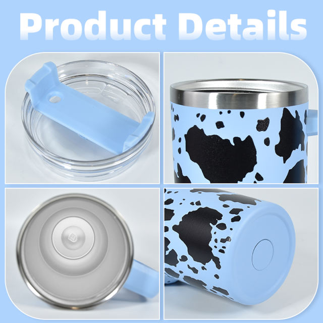 US warehouse 5PCS 40oz Large Capacity Tumbler with  lid & straw,3D Cow Printed Design,5 Colors Mixed,Version 1