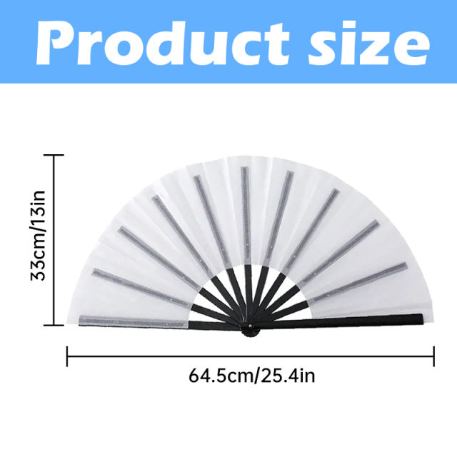 US warehouse 20pcs, 13inch Sublimation Double-sided Foldable Fans, Polyester Fan With Plastic Fan Handle