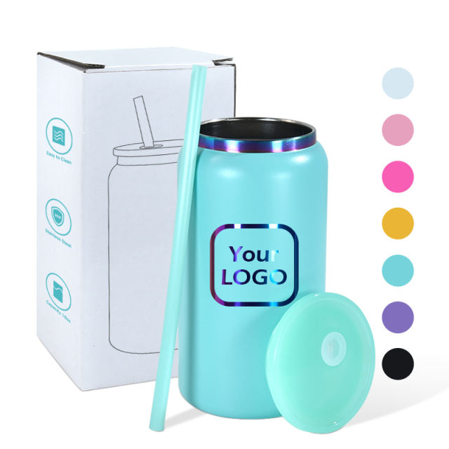 USA warehouse 5pcs/25pcs 16oz double wall stainless steel rainbow color underneath powder coated cans