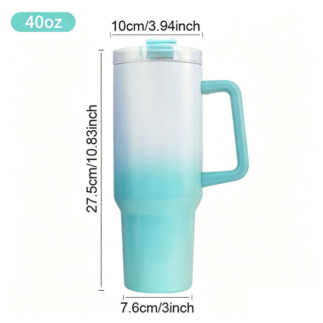 US warehouse 6PCS 40oz Large Capacity Sublimation Ombre Color Mugs with handle,mixed colors