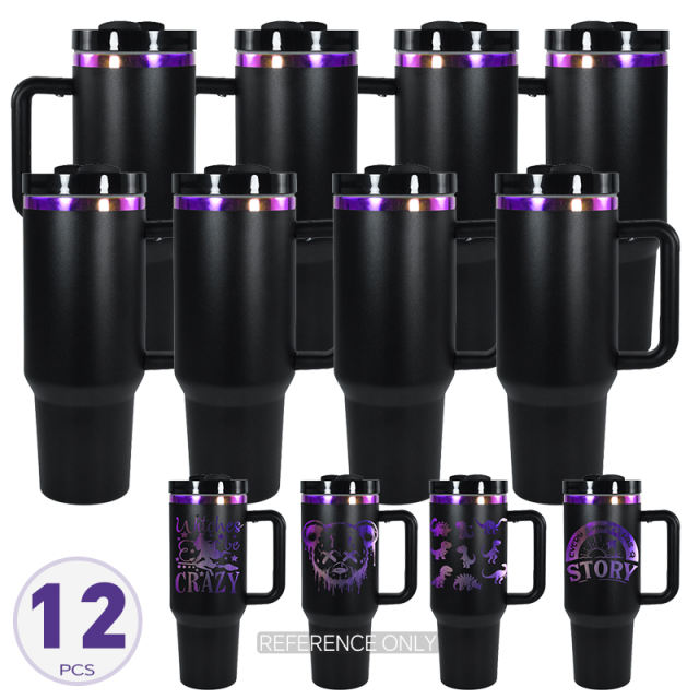12pcs pack 40oz Non-Sub Powder Coated holographic iridescent ,gold base mug rainbow chroma tumbler